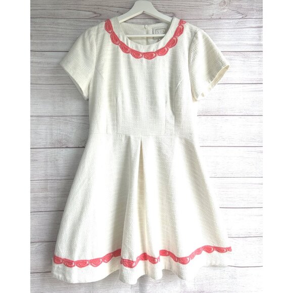 Sail to Sable Cream Basket Weave Fit & Flare Dress Size 12 - Picture 2 of 10